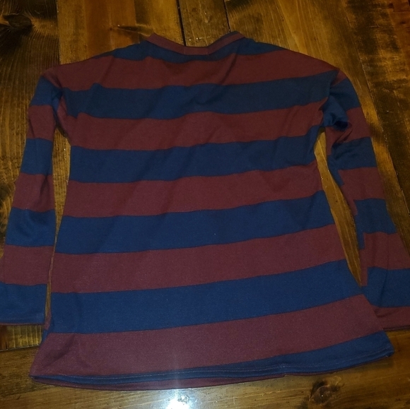 HOPELY Deep blue and red striped long sleeve top Small - Picture 8 of 8